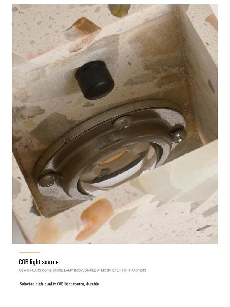 Retro Marmurowa Terakotowa Lampa Ścienna Wabi-Sabi do Sypialni, na Balkon lub Dziedziniec