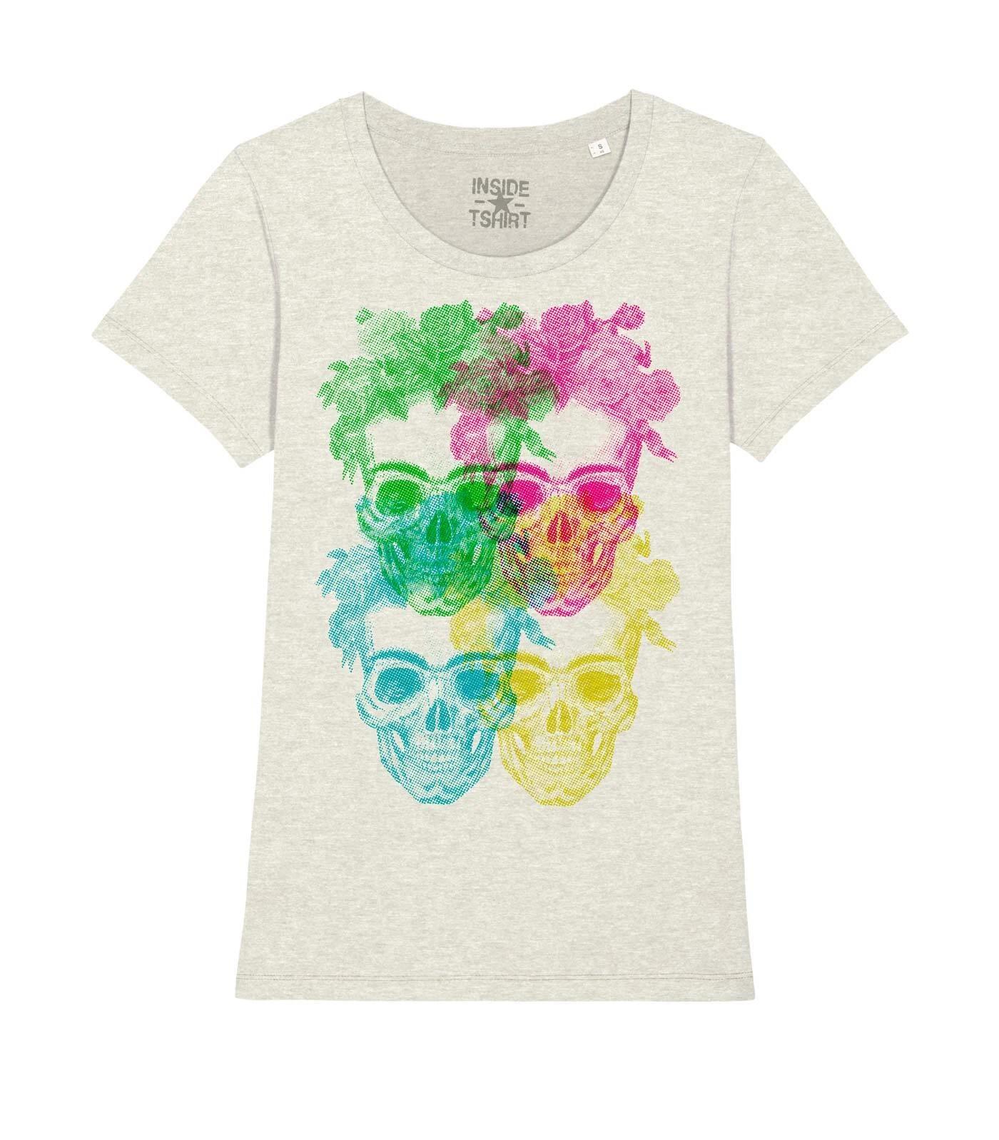 Frida Kahlo Skull T Shirt Jersey Women Cotton Art Flowers Skull T-shirt Girl S