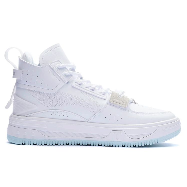 Li Ning Xing Chuan Pantofi de Skate Clasici Durabili Respirabili cu Glezna Înaltă Bărbați Pantofi de Skate Alb Standard AGCR467-1