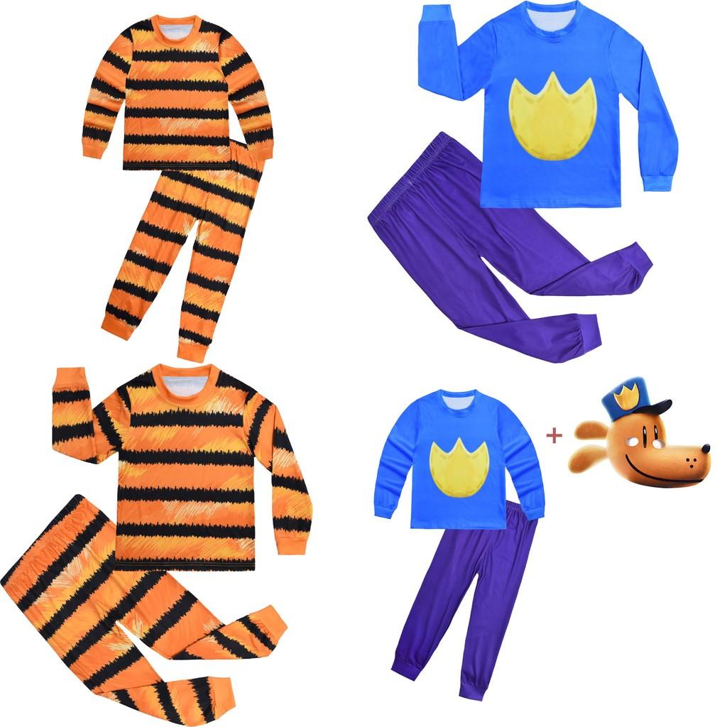 Dog Man Petey The Cat Kids Pajama Set With Long Pants And Crew Neck For Children