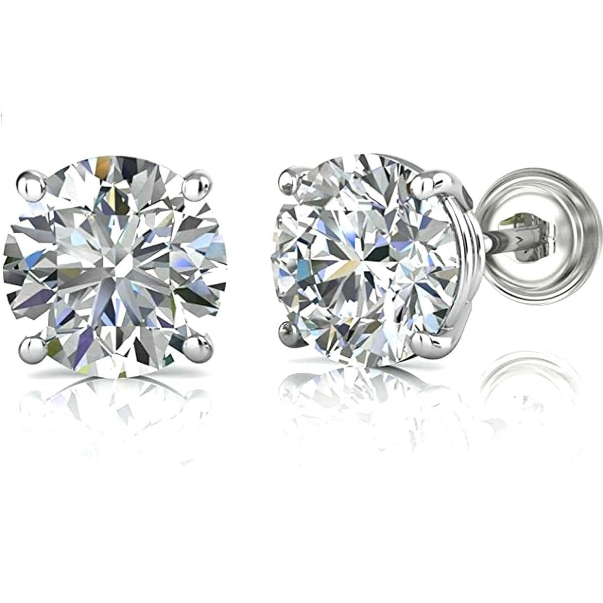 

Jewels Prim 1 ct. Moissanite Stud Screw Back Earrings - 14k White Gold - Sparkling 15MM серебряный