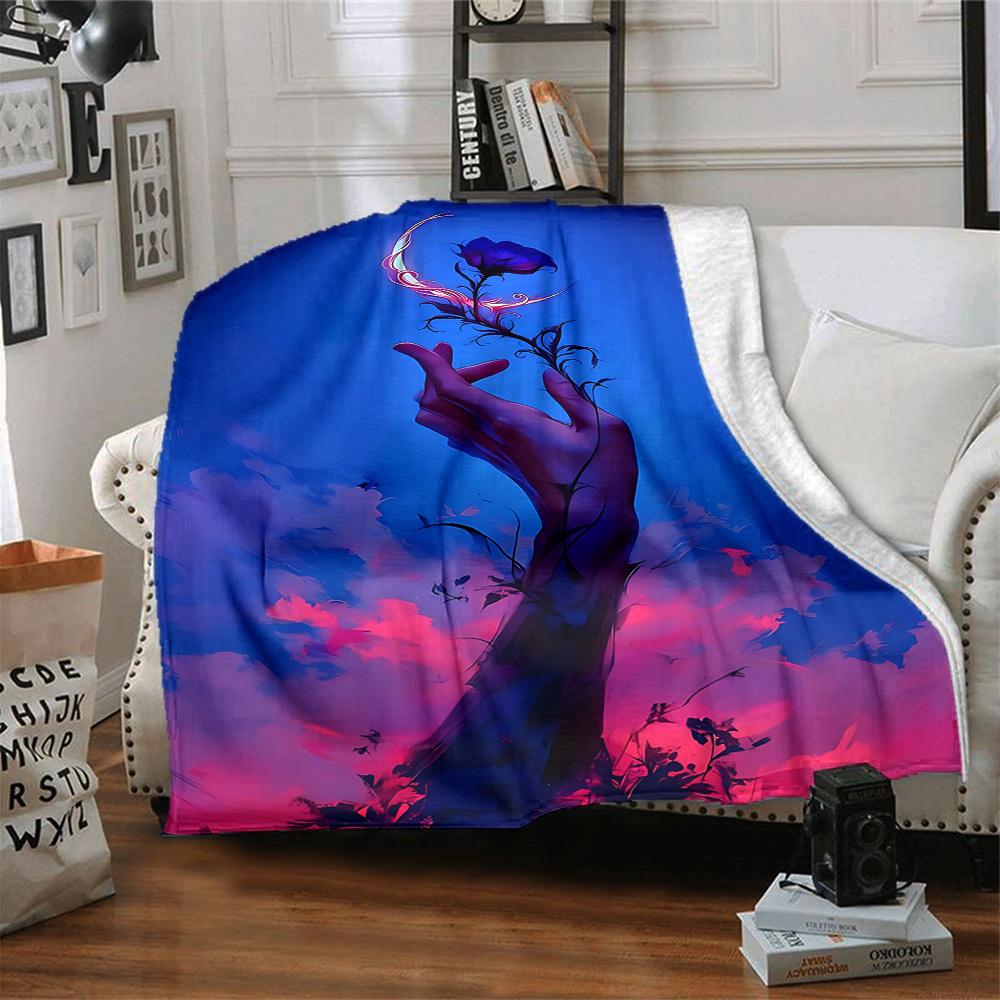 1pc Glowing Bloom Blanket, Lightweight Flannel Throw Blanket for Sofa, Bed, Travel, Camping, Living Room, Office, Couch, Chair, and Bed