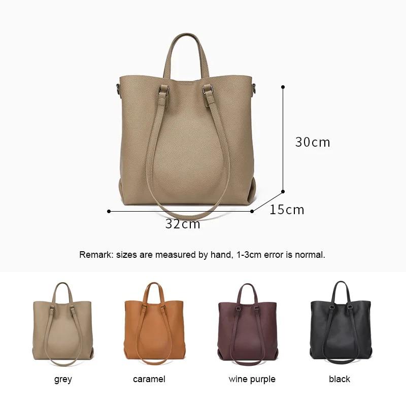 Minimalist Handbag 2026 New Top Grain Leather Spacious Tote Bag Women Popular Versatile Commuting Large Capacity Shoulder Bag