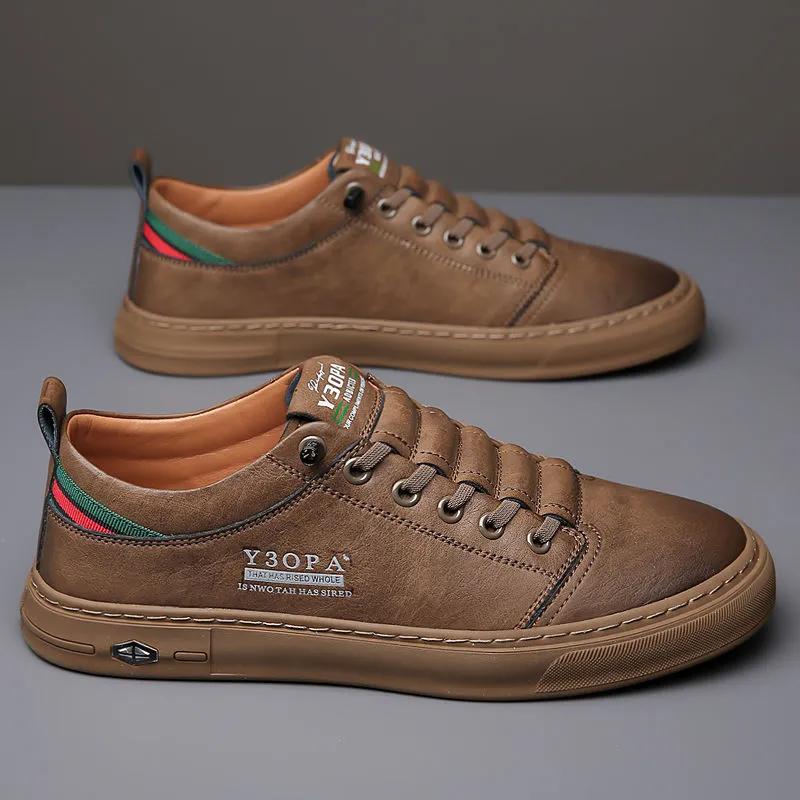 

Мужская обувь Удобная повседневная обувь белого цвета, кожаные туфли, классические британские дышащие и не пропускающие запахи белые повседневные туфли, мягкая подошва и мягкая поверхность 41 коричневый