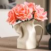 Creative Handle Cup Ceramic Vase Hydroponic Flowers Living Room Ornaments Art Folds Irregular Vases Crafts Home Decoration Gifts