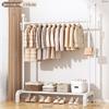 Floor-Standing Balcony Clothes Rack, Indoor Hat Holder, Simple Bedroom Storage, and Hanging Pole.