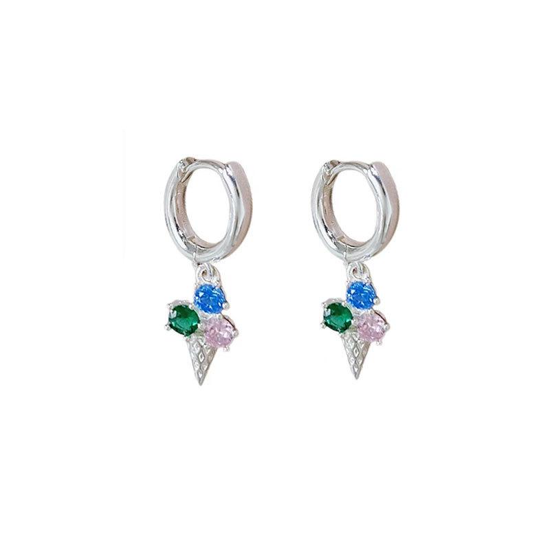 Niche Design Color Diamond Ice Cream Circles Ear Buckles Femininity Sweet High-End Earrings