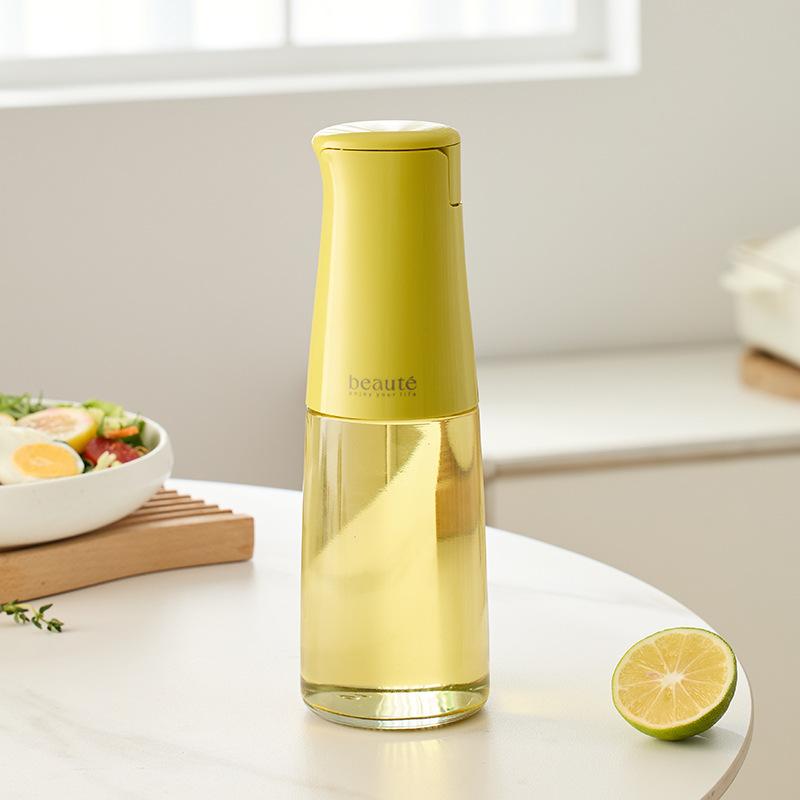 Automatic Opening and Closing Oil Pot Glass Oil Bottle Kitchen Food Grade Condiment Bottle Without Oil Hanging Gravity Oil Pot