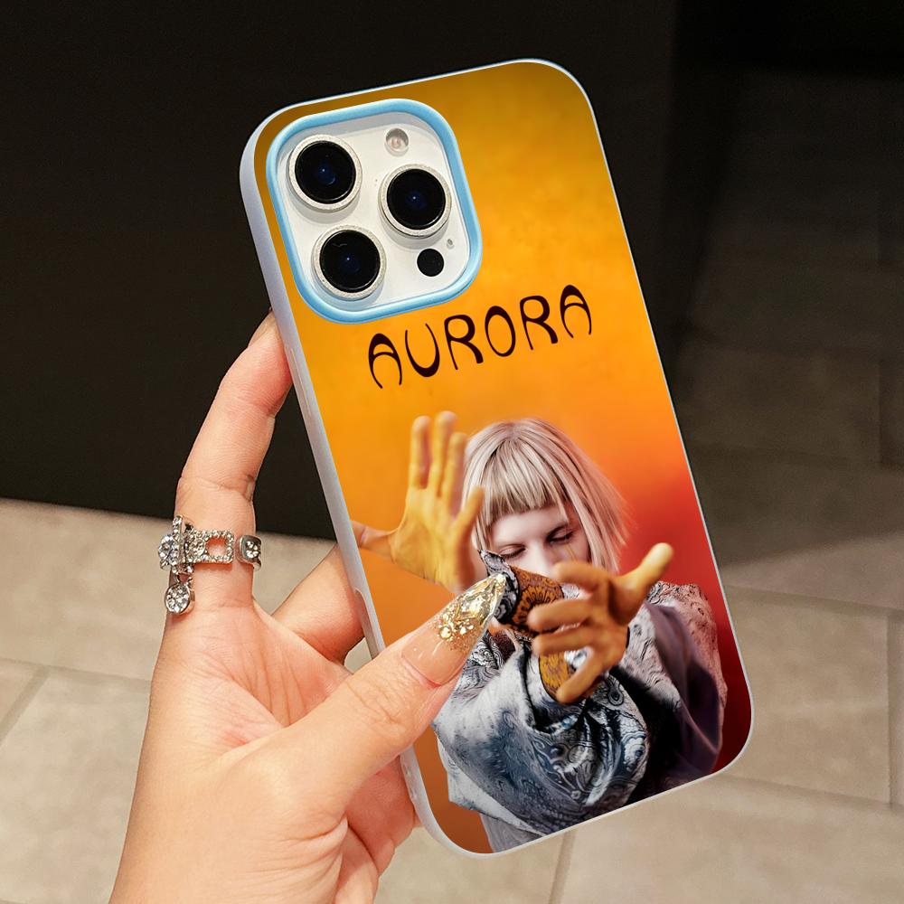 Aurora Aksnes Jelly Double Layer Light Blue Mobile Phone Case for iPhone 17 16 15 14 13 12 11 Air Pro Max Plus Protective