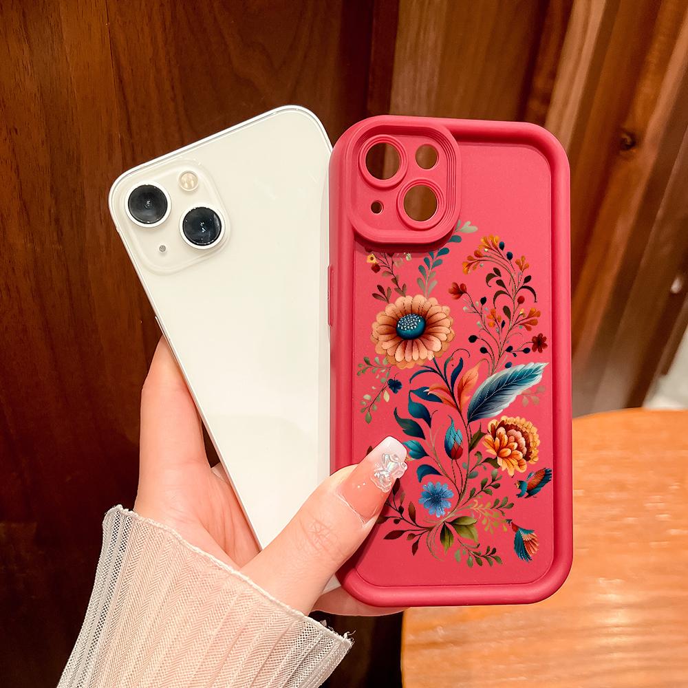 For iPhone 16 15 14 13 12 11 Pro Max XS Max XR X SE 8 7 Colorful Flowers Plant Soft Silicone Full Lens Protect Phone Case Cover
