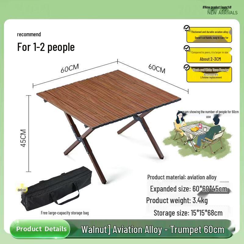 Portable Outdoor Folding Egg Roll Camping Table and Chair Set for Picnic and Barbecue