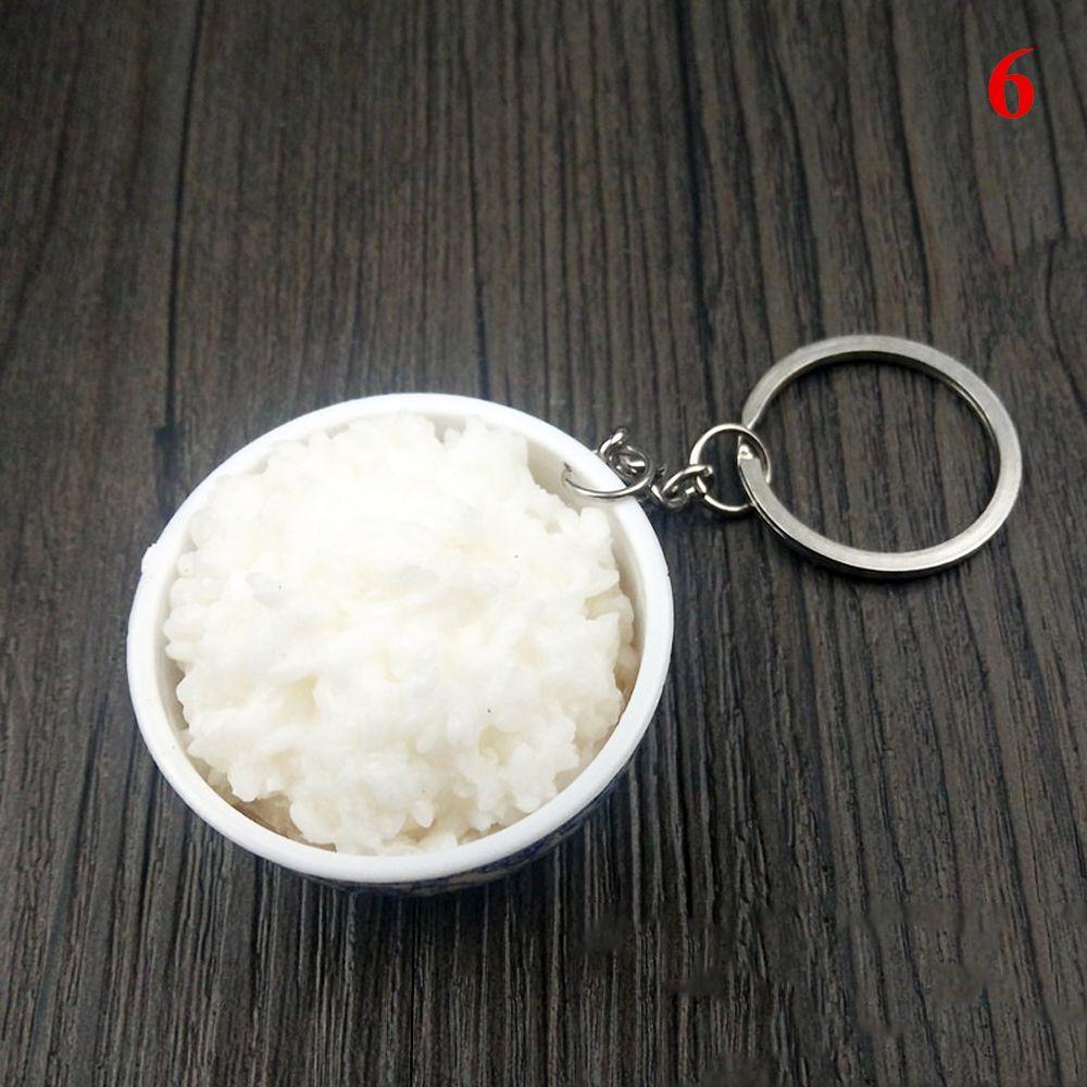 Buckle Bowl Blue And White Porcelain Food Keychain Simulation Key Ring Chinese Food 6