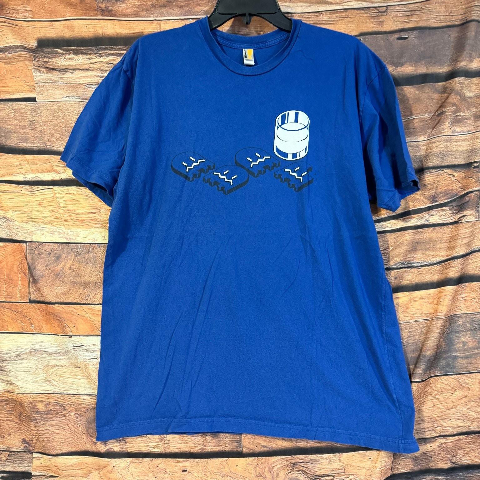 It Must Be Monday Sad Cookies & Milk Graphic Blue Mens XL Shirt.Woot Unisex T-Shirt S