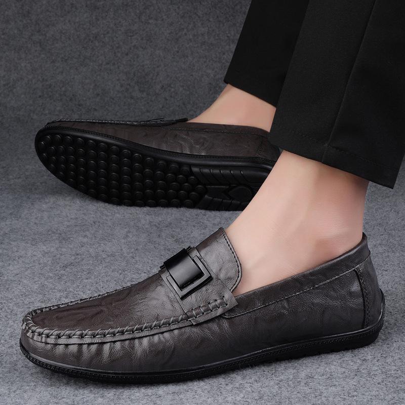 Men's Shoes Large Size Doudou Shoes Summer New Driving Shoes Genuine Leather One-pedal Lazy Shoes Casual Men's Leather Shoes