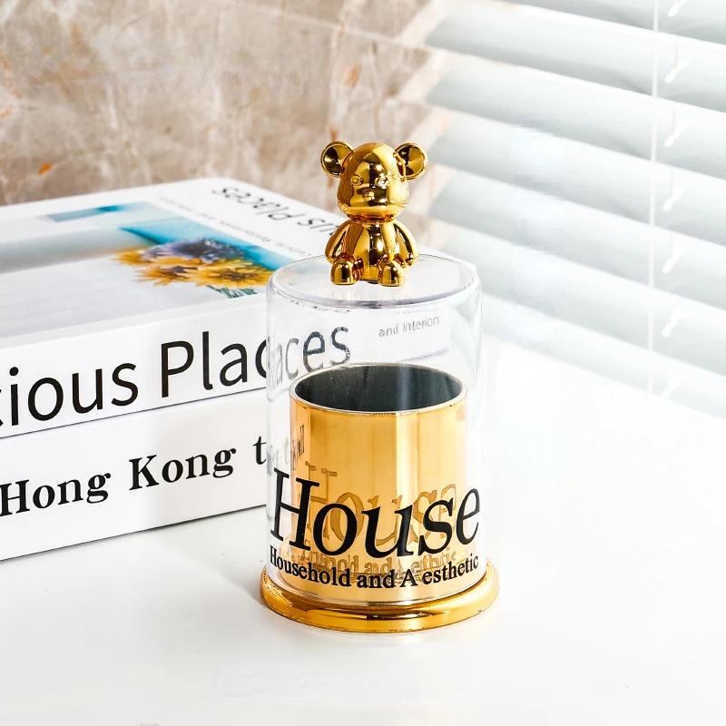 Creative Bear Toothpick Box Cotton Swab Storage Box Toothpick Holder Container Toothpick Dispenser Kitchen Storage Gadgets