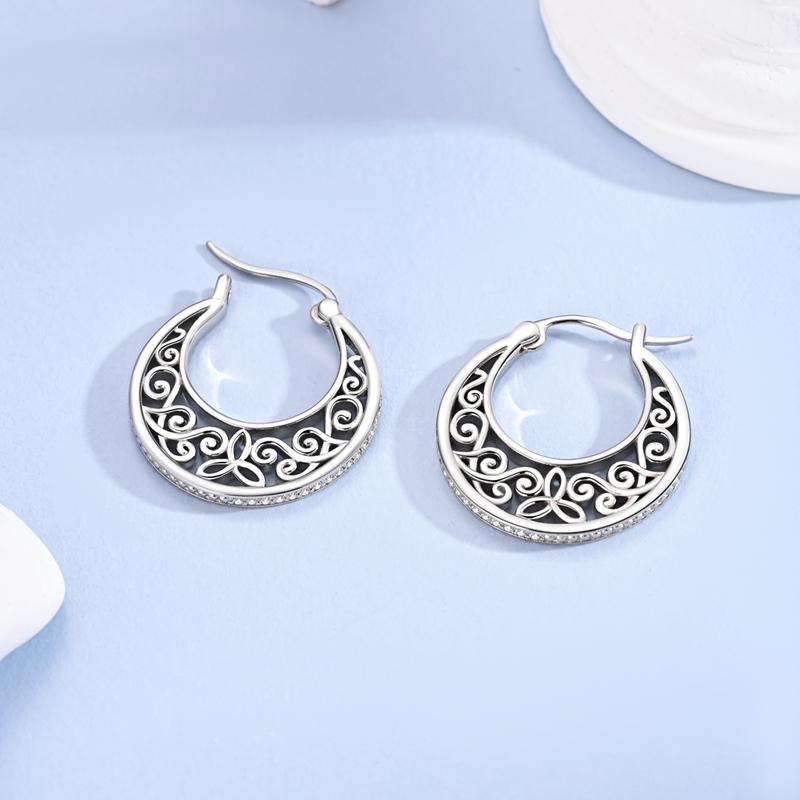 925 Sterling Silver Shining Retro Patterns Earrings for Women Girl Ear Studs Fine Jewelry Fashion Luxury Anniversary
