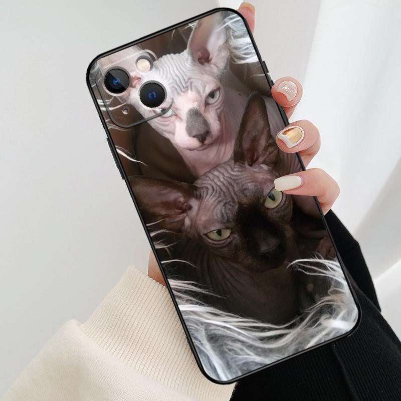Sphynx Cat Phone Case For iPhone 11 12 13 14 15 16 Pro Max Mini X XR XS Max Plus Cover Funda