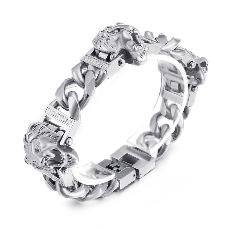

Хип-хоп Браслет с головой льва Браслет Хип-хоп Мужской хипстер Ювелирные изделия из титановой стали