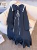 Plus Size Slimming A-Line Pleated Dress for Women (130-300 Jin) - Spring/Autumn, Fashionable Age-Reducing Style, High-End Look