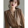 French V-neck Professional Shirt for Women Autumn New Long-sleeved Commuting Casual Top