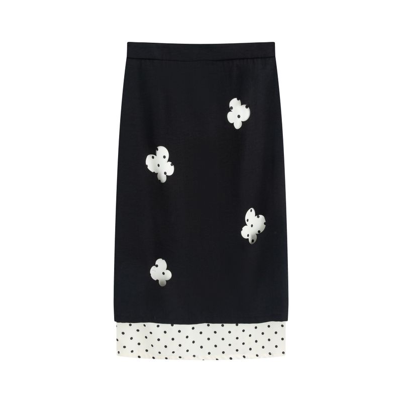 

Julu Studio Nighttime Secret Plus-Size Women s Color-Blocked Faux Two-Piece Knit/Floral Skirt Set in Large Sizes Black Skirt M