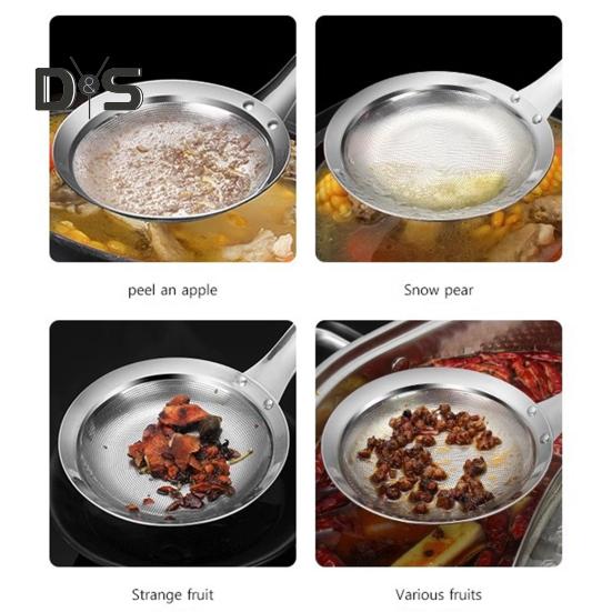 Łyżka do zbierania tłuszczu w gorącym garnku, sitko ze stali nierdzewnej o drobnych oczkach, sitko piankowe, filtr oleju do oddzielania pływającego tłuszczu, chochla z długim uchwytem, durszlak