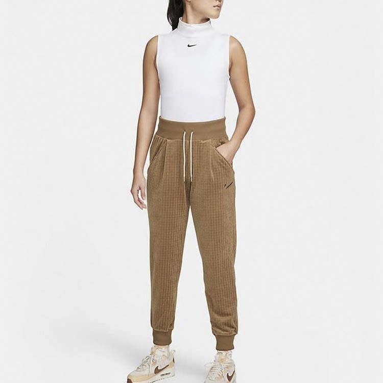 New Nike Knitted Sweatpants Women's Yale Brown/Ironstone DV7821-270