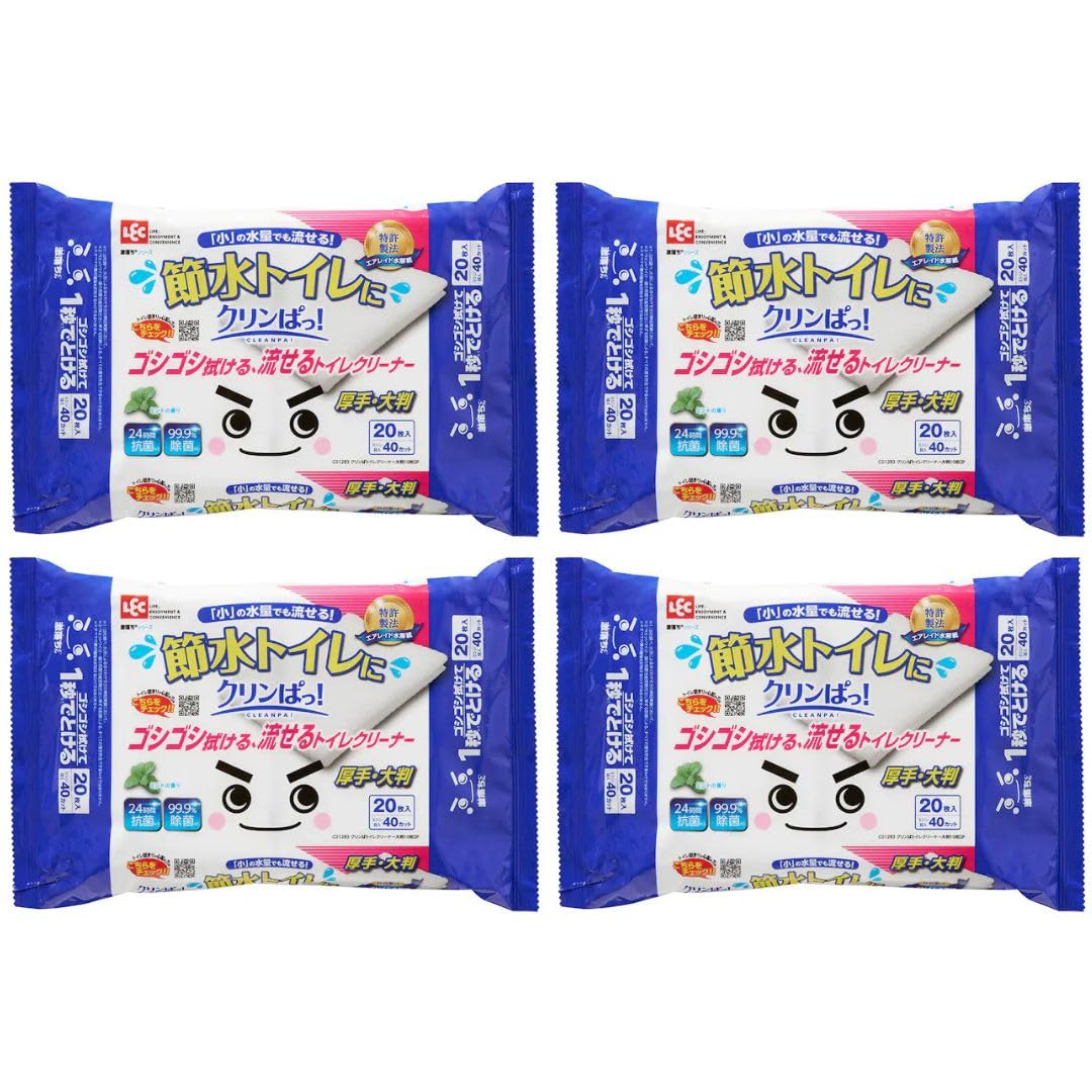 

Set of 4 Gekiochikun Flushable Toilet Cleaner for 20 40 Cuts Clean-up! Water-Saving Toilets, Thick, Large, Sheets, Perforated,