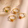 CARLIDANA New Arrival Stone Ring Jewelry Gold Plated Stainless Steel Square Natural Stone Open Adjustable Ring for Women