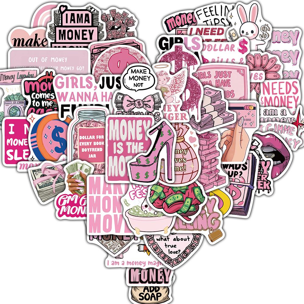 

50PCS Money Stickers Coffee Laptop Luggage Y2K Fashion Wall Art Picture Cup Wall Door Harajuku Scrapbooking Graffiti Sticke