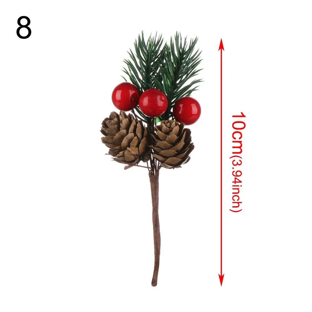 20-26cm Rotes Beeren-Bouquet Künstlicher Tannenzapfen Blumenast Weihnachtsbaumschmuck Hochzeitsfeierdekor Festliche Artikel