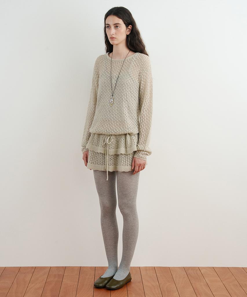 SINOON Openwork Knit Pullover (Beige)