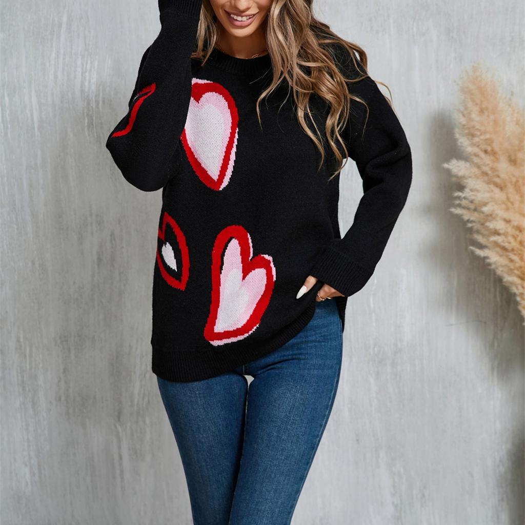 Kvinners uformelle mote rundhalset hjertegenser strikket bunnskjorte