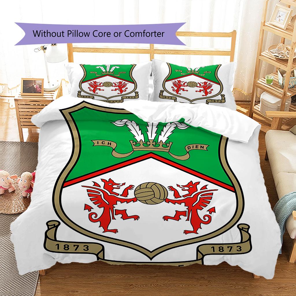 Wrexham Football Club LogoPattern Bedding,Quilt Set Quilt Cover Pillowcase Home Birthday Gift (1 * Duvet Cover + 2 * Pillowcase, Without Core)