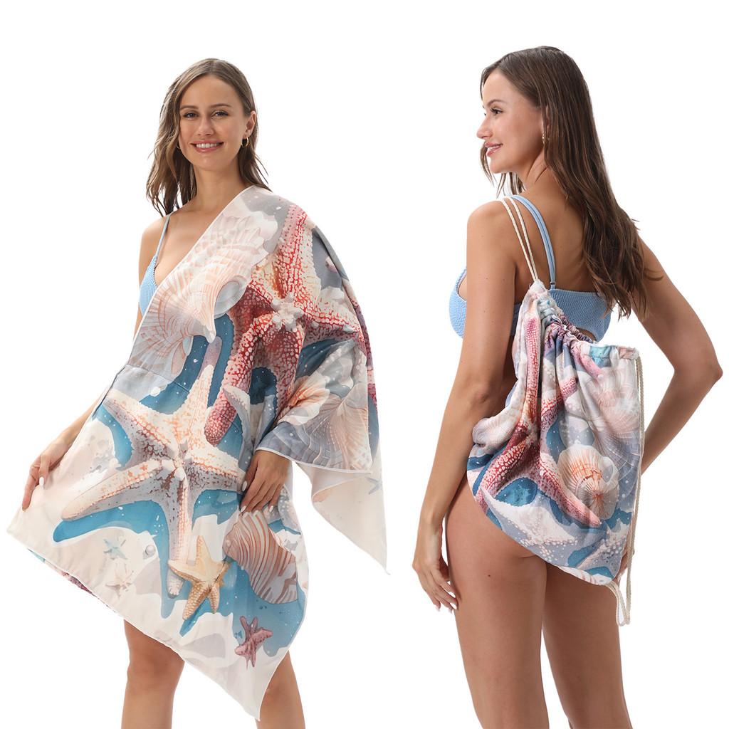 Microfiber Collapsible Sand Towel With Storage Bag For Beach Use