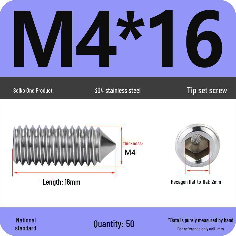 304 Stainless Steel Internal Hex Set Screw | Headless Grub Screw M2-M16