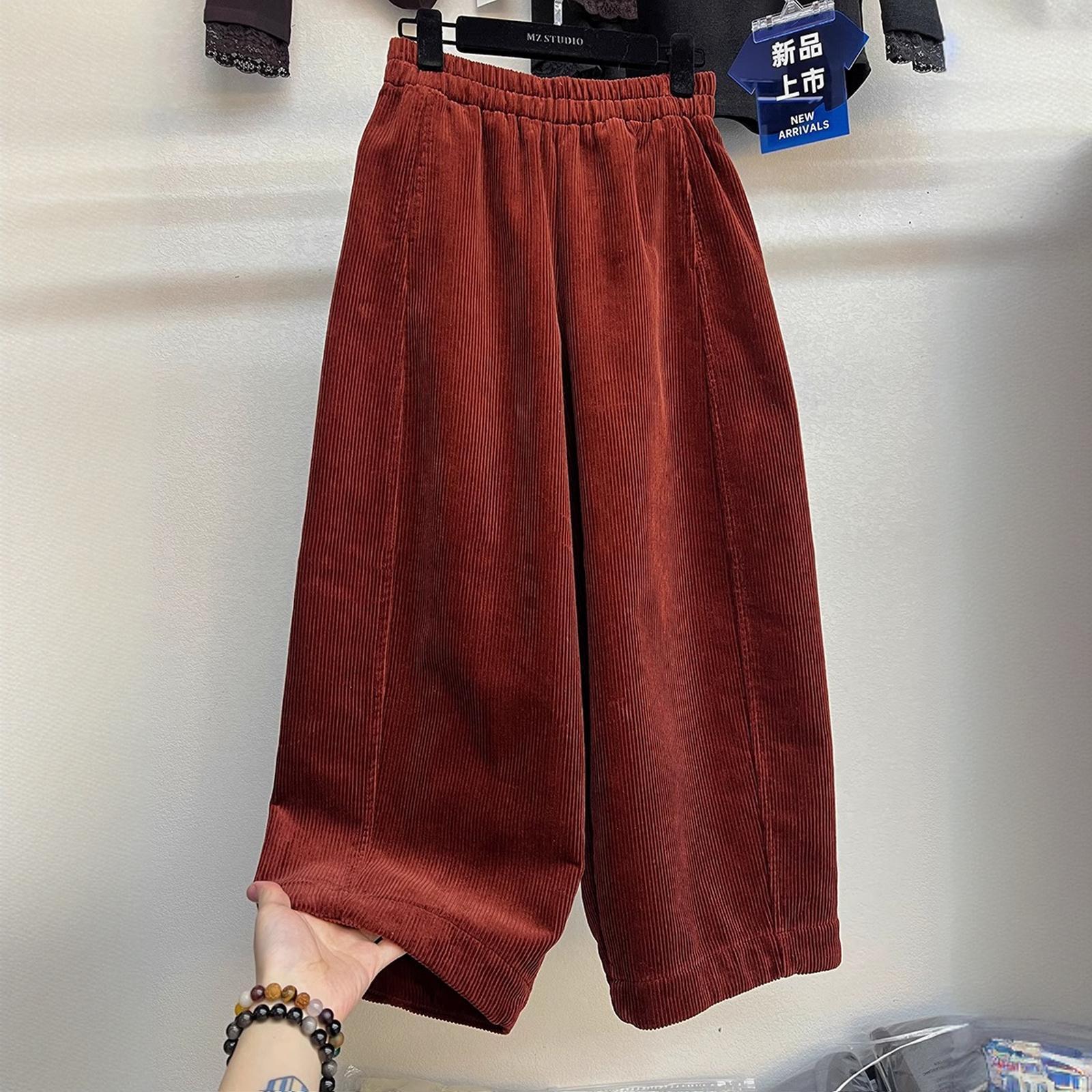 Premium Velvet Wide-Leg Cropped Pants for Women - Autumn/Winter 2026 New, Loose, Versatile, and Trendy 2XL