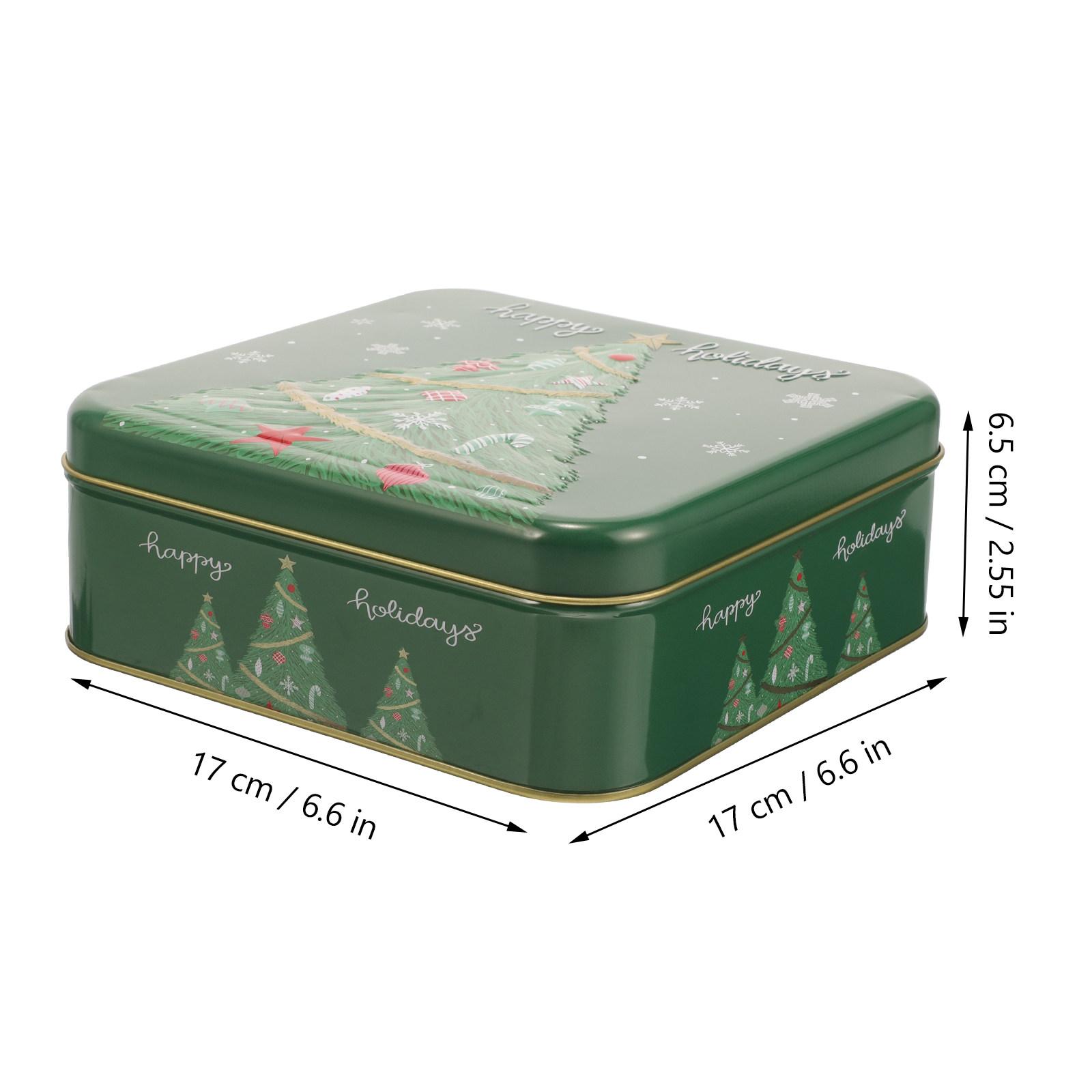 

Christmas Tinplate Cookie Candy Biscuit Box Small Gift Case Metal Xmas Party Treat Storage Christmas Cookie Tin other