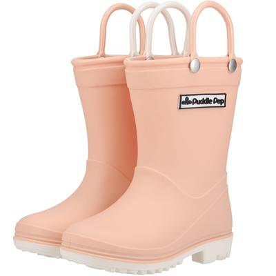 Puddle Pop Rain Boots with Handles for Easy for Girls and Stylish Rain Boots with Puddle Pink Kids' Slip-Ons, Unisex, Boys, Handles, Gift, Pop, 14cm,