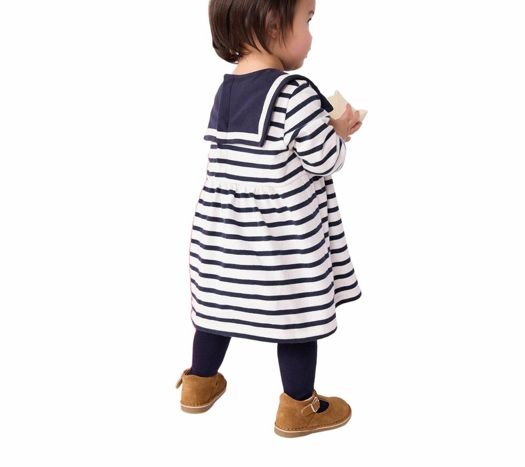 Dress A0CNY 12 Months 74cm [Petit Bateau] Off-white/Navy