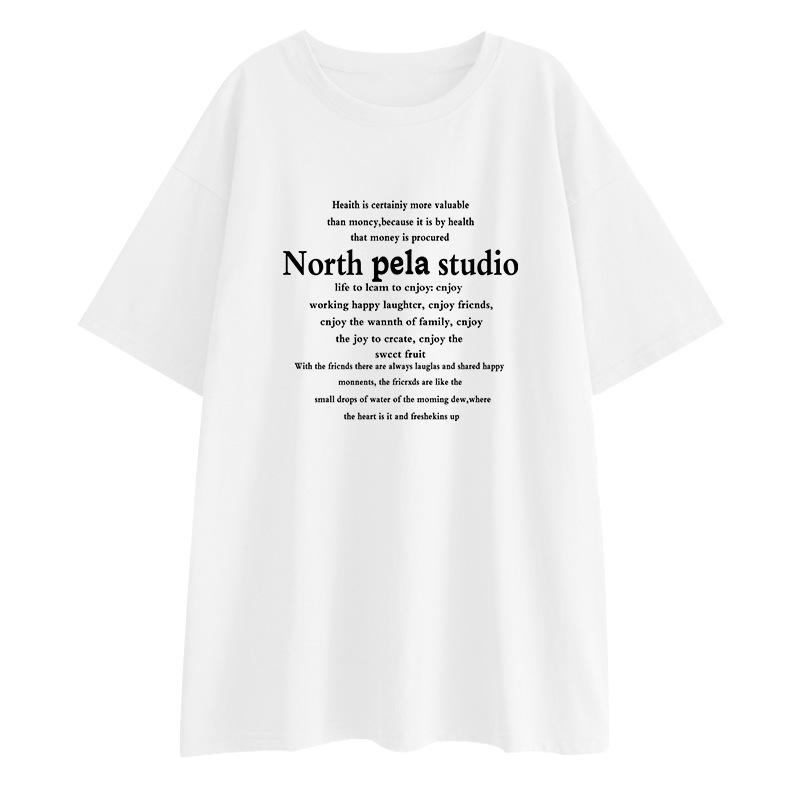 

2026 Maternity Round Neck T-shirt & Shorts Set - Loose Fit, Letter Print, White, Two-Piece Spring Outfit 3XL [165-180 lbs]