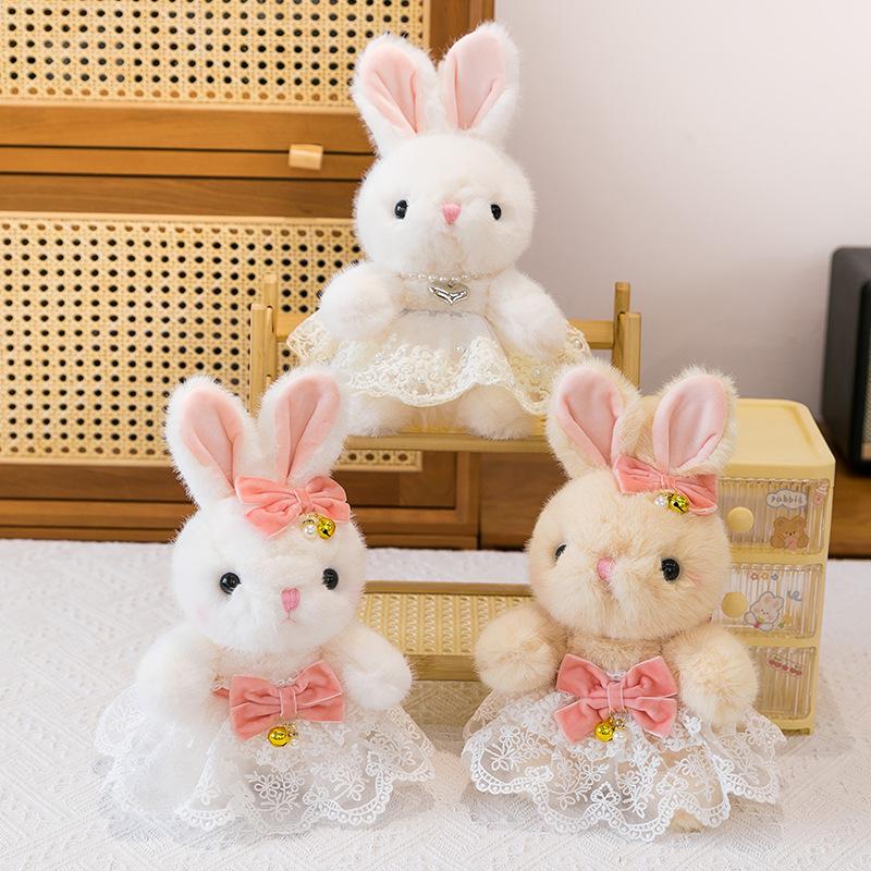 Pearl Xiaoxiangfeng Skirt Rabbit Plush Toy Wedding Throwing Princess Doll Healing Table Pendulum Catching Machine Bell Rabbit