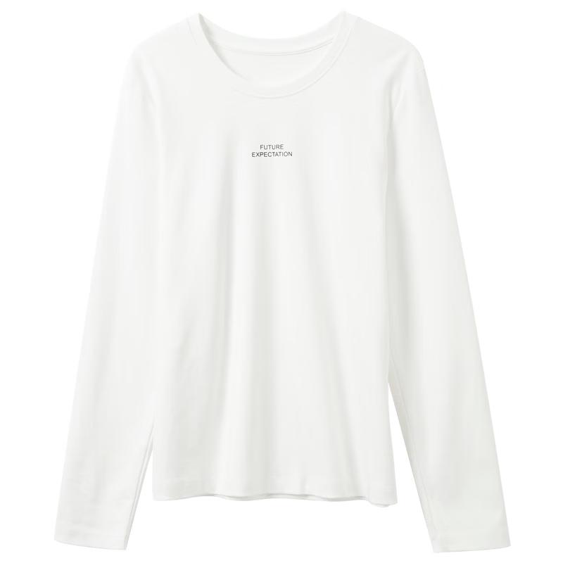 Sancai 2026 Spring Loose Fit Letter Print Long Sleeve Round Neck T-Shirt S