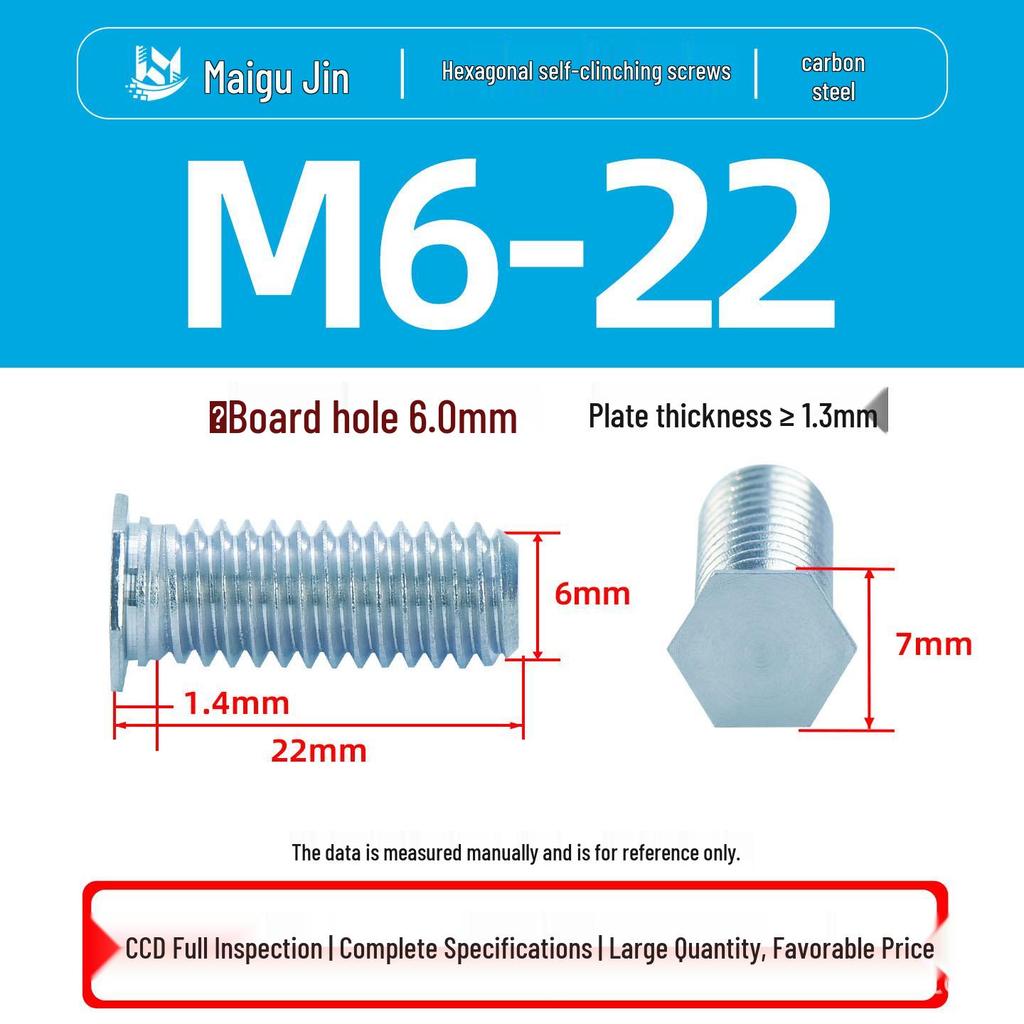 NFH Hex Rivet Nut: Galvanized Press Plate External Thread Screw, 8.8 Grade, M3-M8 Sizes.