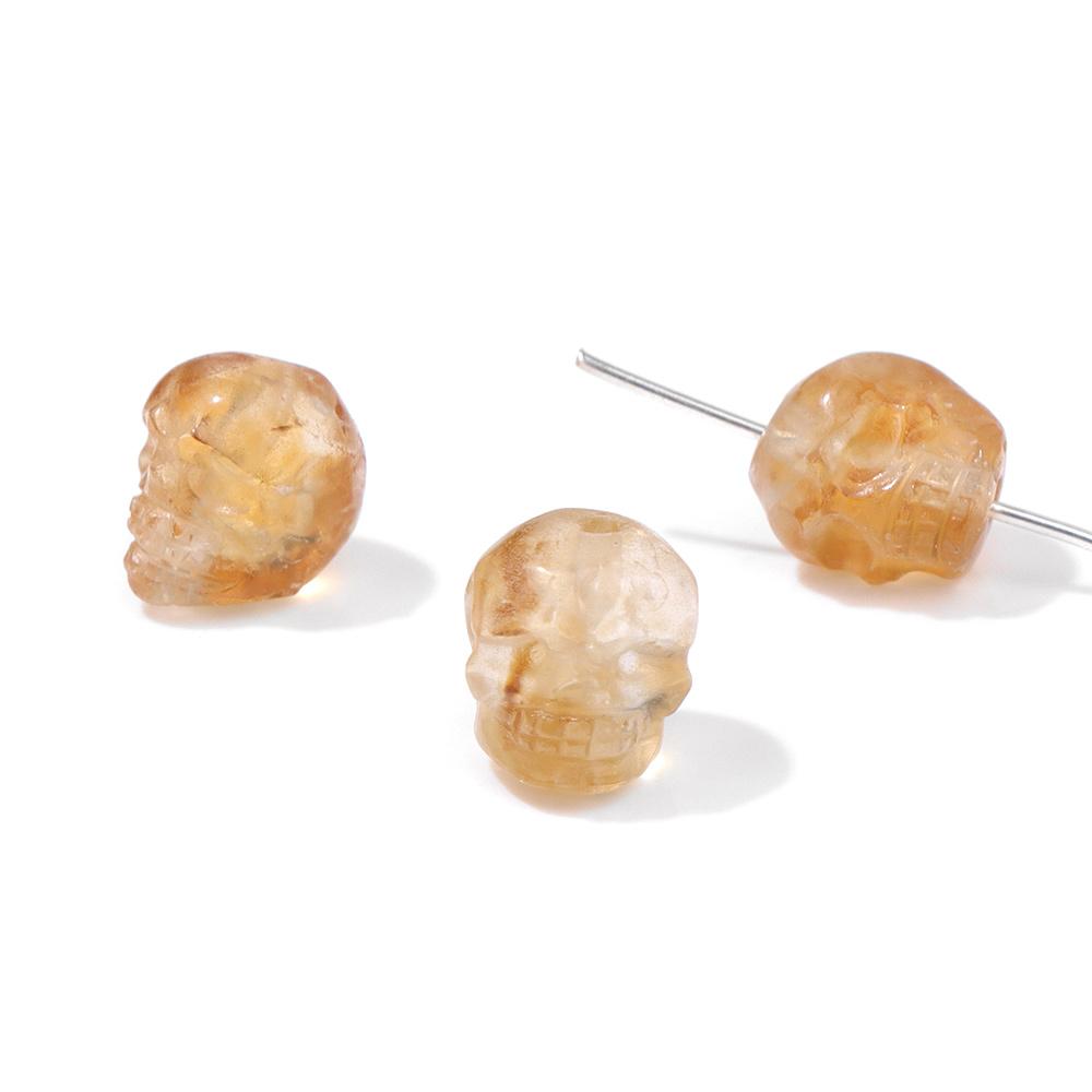 Mini Skull Head Statue Natural Stone Spacer Beads Charm Healing Crystals Reiki Carved Witchcraft Figurine Mineral Accessory Gift