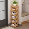 Houten Opvouwbaar Schoenenrek Geen Montage 2/3/4/5/6/7 Lagen Bamboe Hoek Schoenenrek Hal Entree Kleine Ruimte Schoenen Organizer Plank