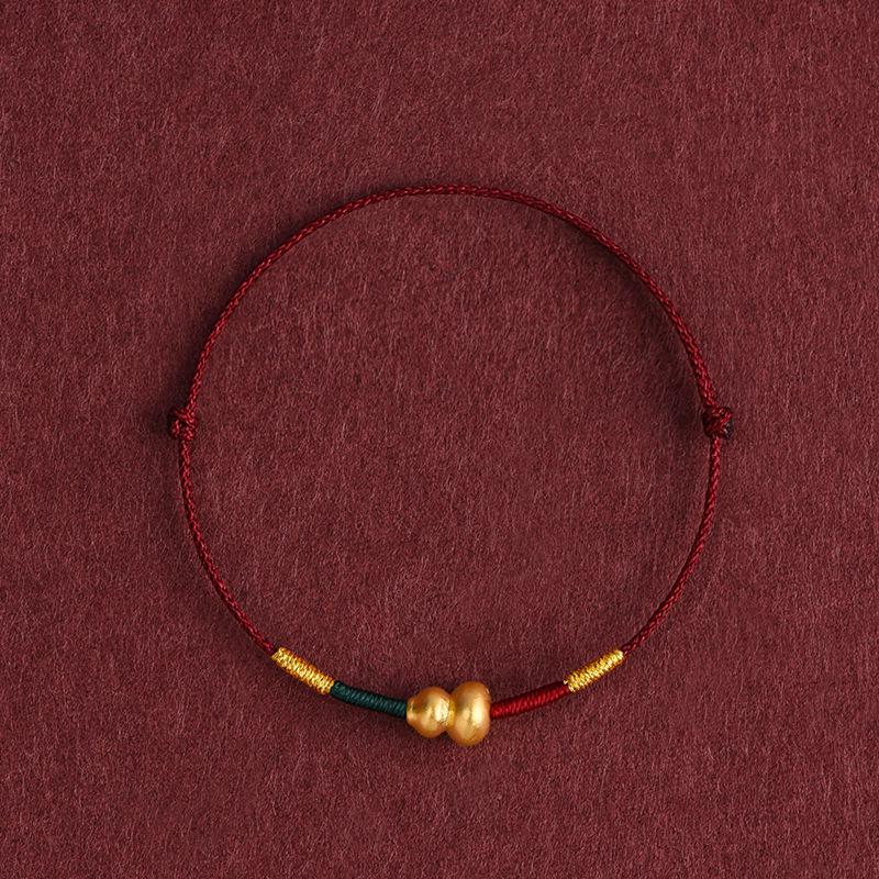 Ultra-fine 999 Pure Gold Red String Gourd Bracelet/Anklet for Zodiac Fortune & Prosperity