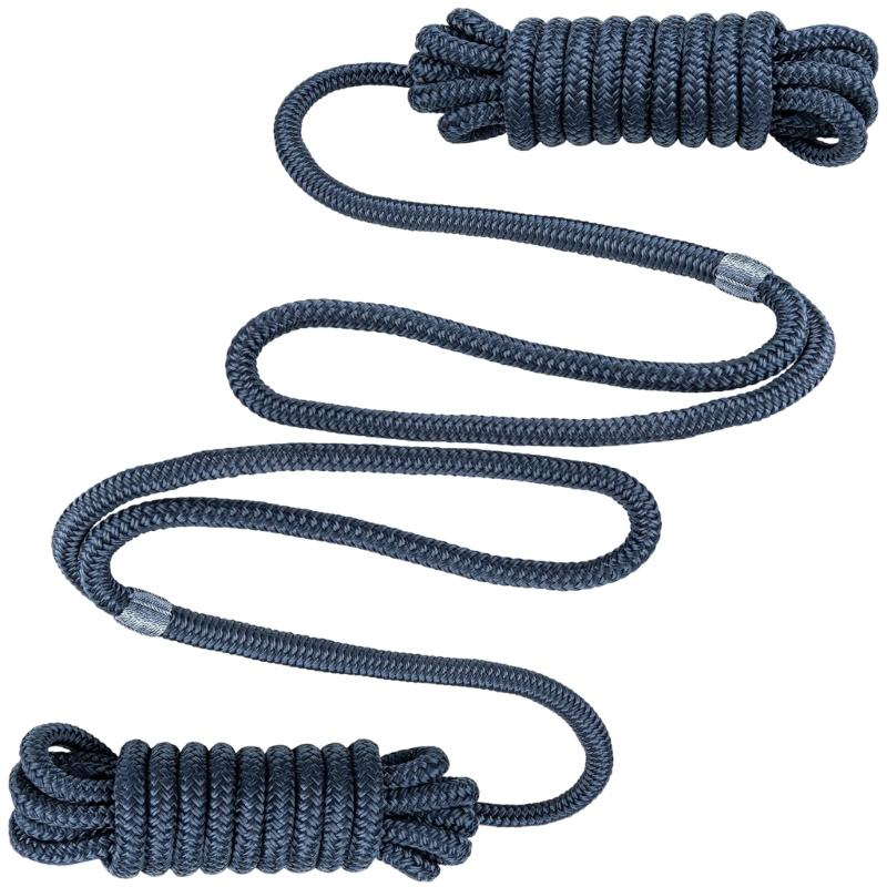 Pack Of 2 Marine Mooring Ropes 3/8 Inch Diameter 15 Inch Prespliced Rings Heavy Duty Nylon Dock Line For Boats With Maximumly Tensile Strength 12000LB
