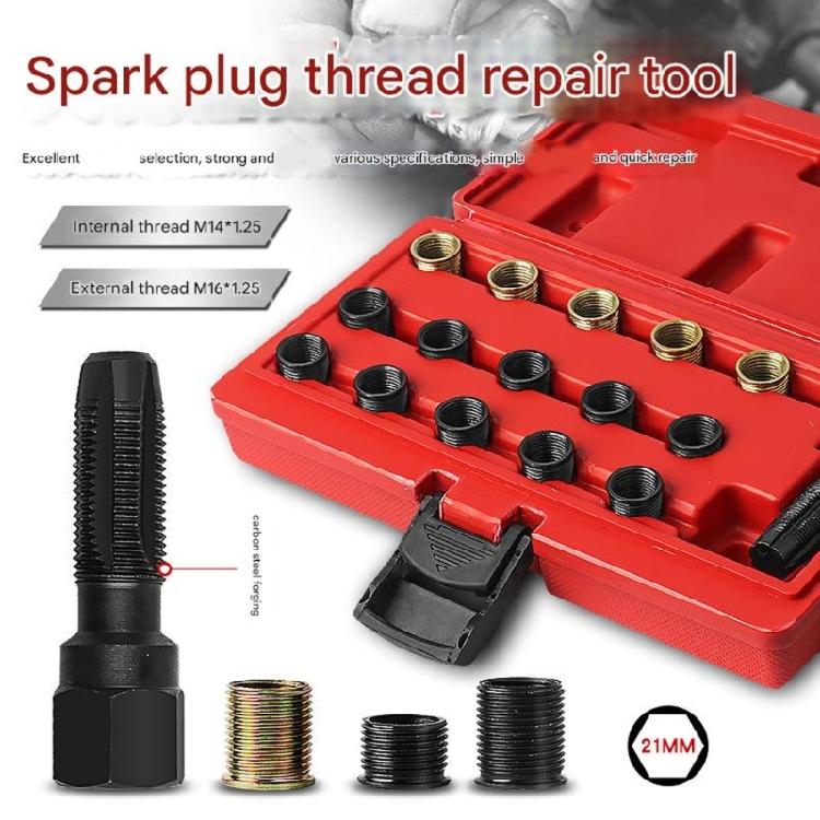 Spark Plugs Thread Insert Set High Strength Carbon Steel Construction Thread Restorer Tap with Storage Box Universal