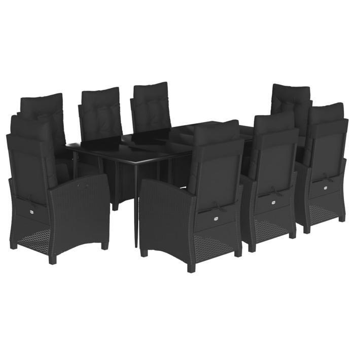 VidaXL Ensemble à Manger de Jardin avec Coussins 9 pcs, Table et Chaises avec Dossier et Repose-pied Réglables, 3212966